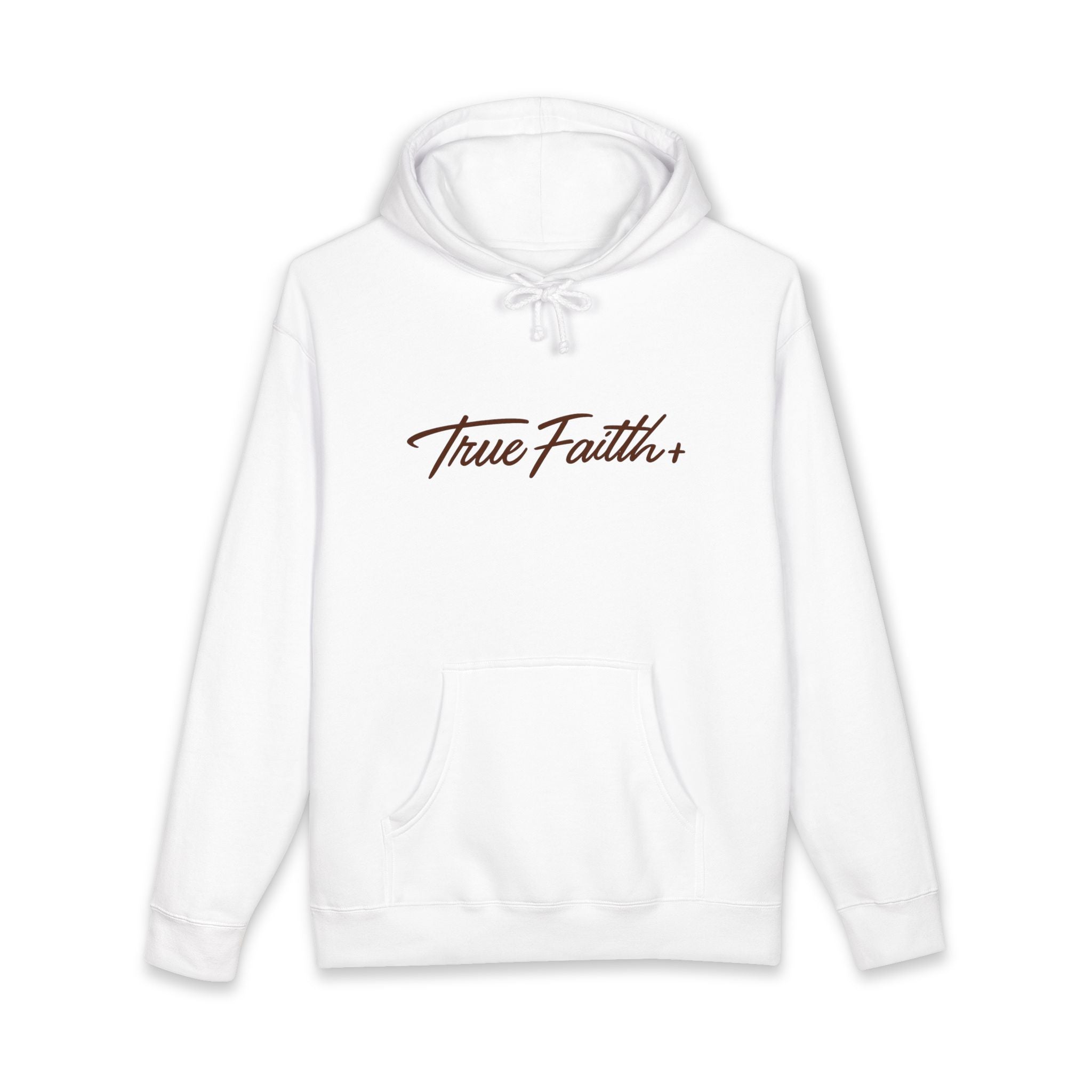 Faith Moves Mountain Hoodie — "True Faith" Script Front, Bold Back Graphic