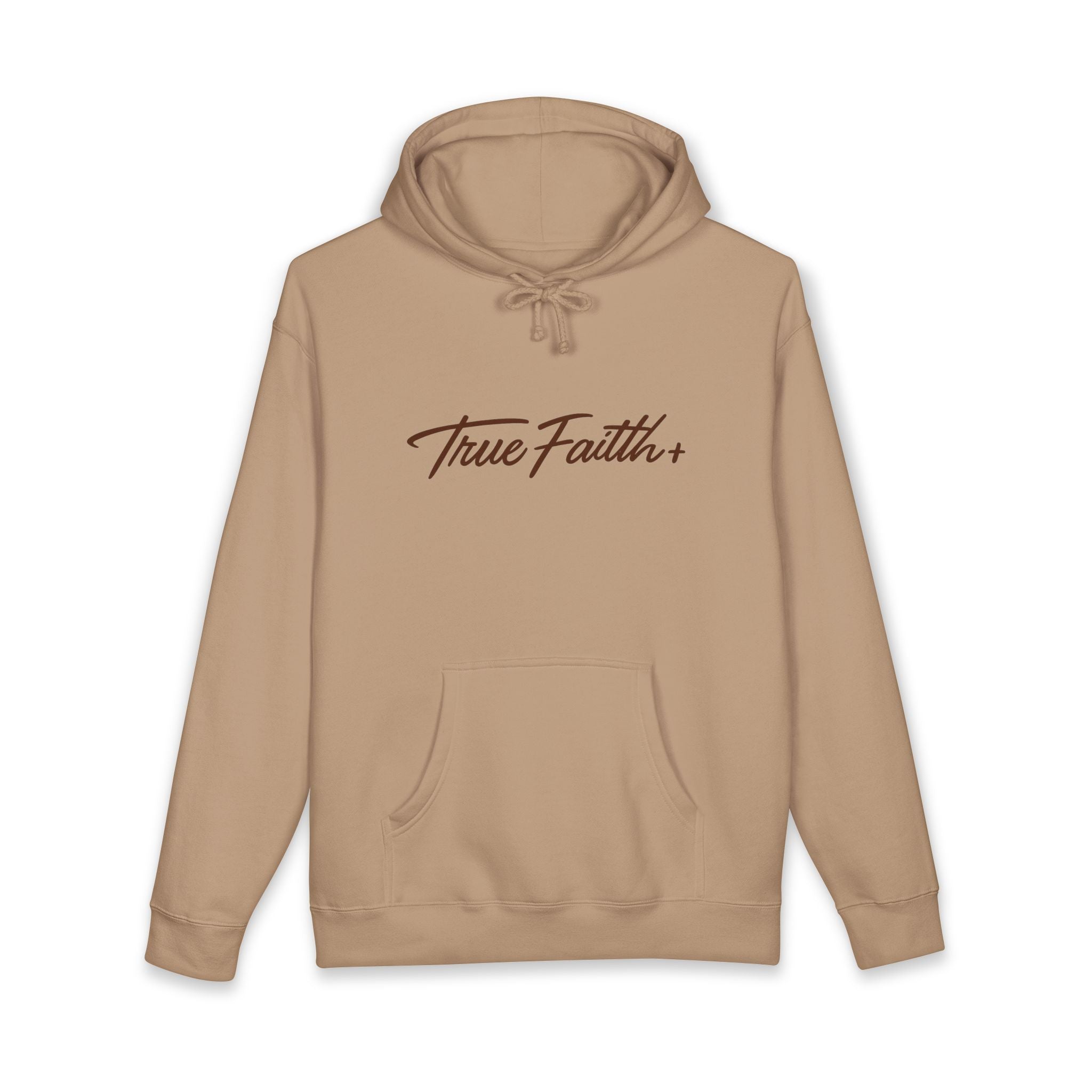 Faith Moves Mountain Hoodie — "True Faith" Script Front, Bold Back Graphic