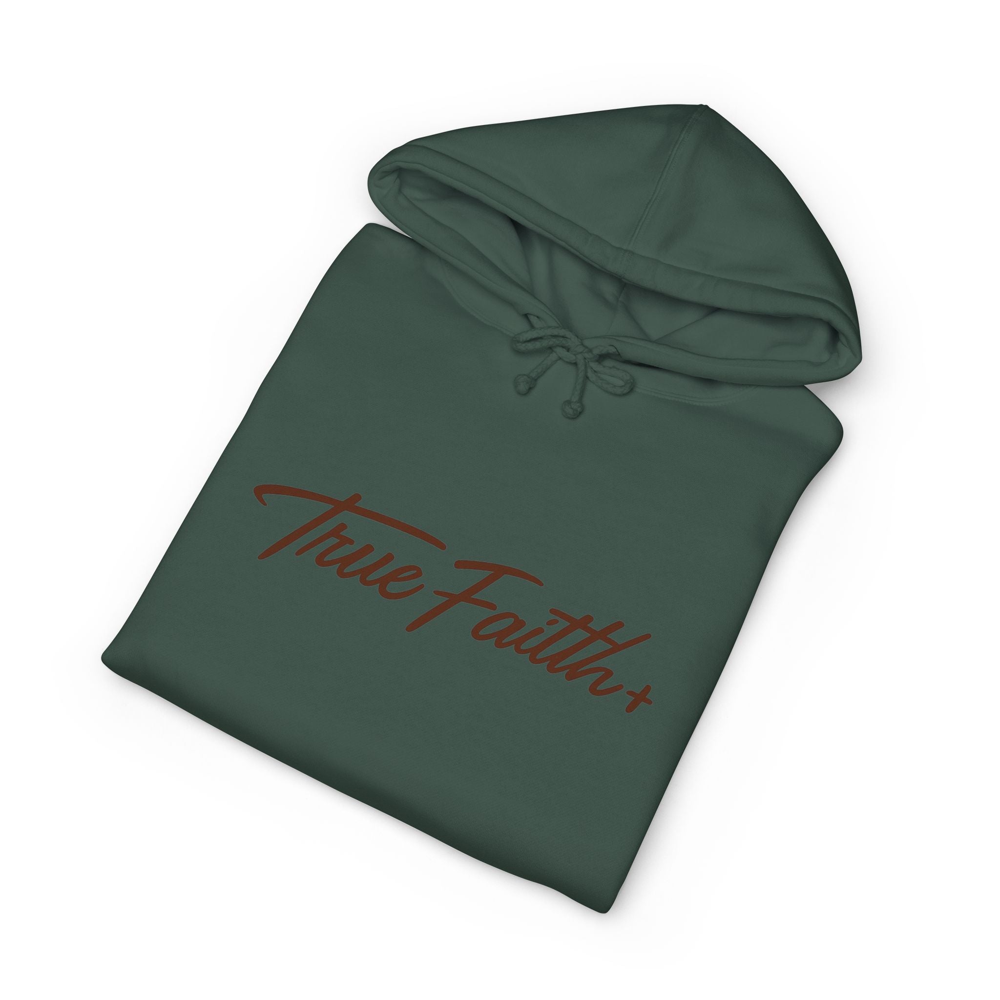 Faith Moves Mountain Hoodie — "True Faith" Script Front, Bold Back Graphic