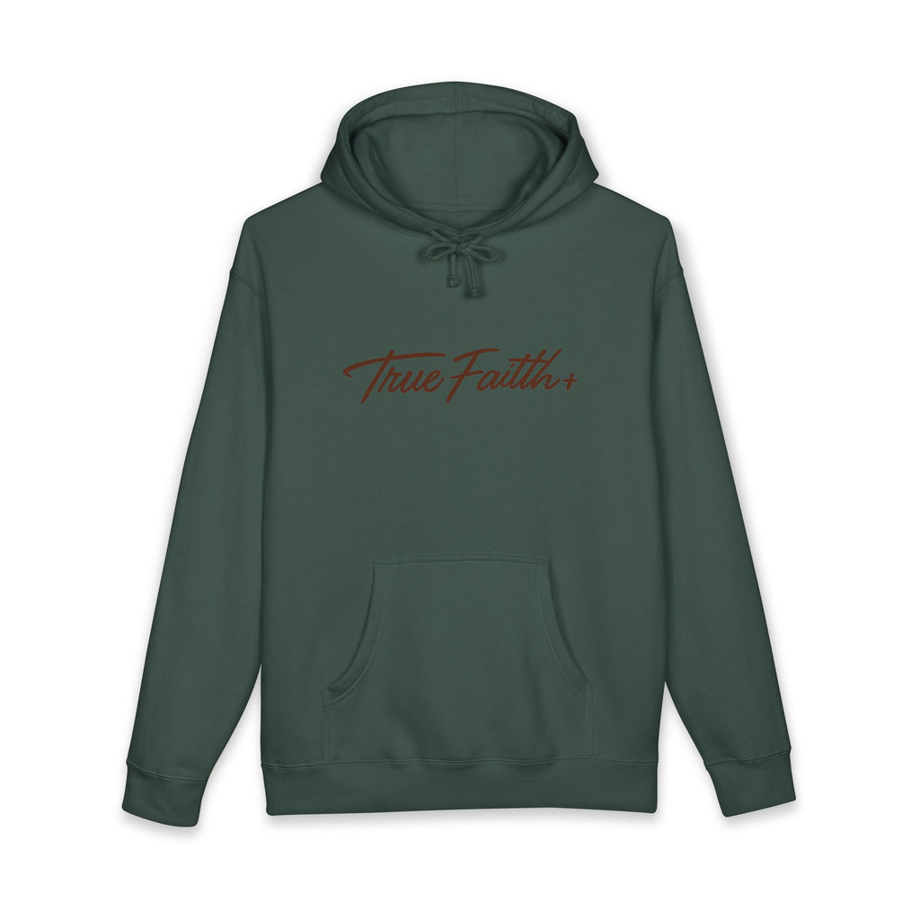 Faith Moves Mountain Hoodie — "True Faith" Script Front, Bold Back Graphic