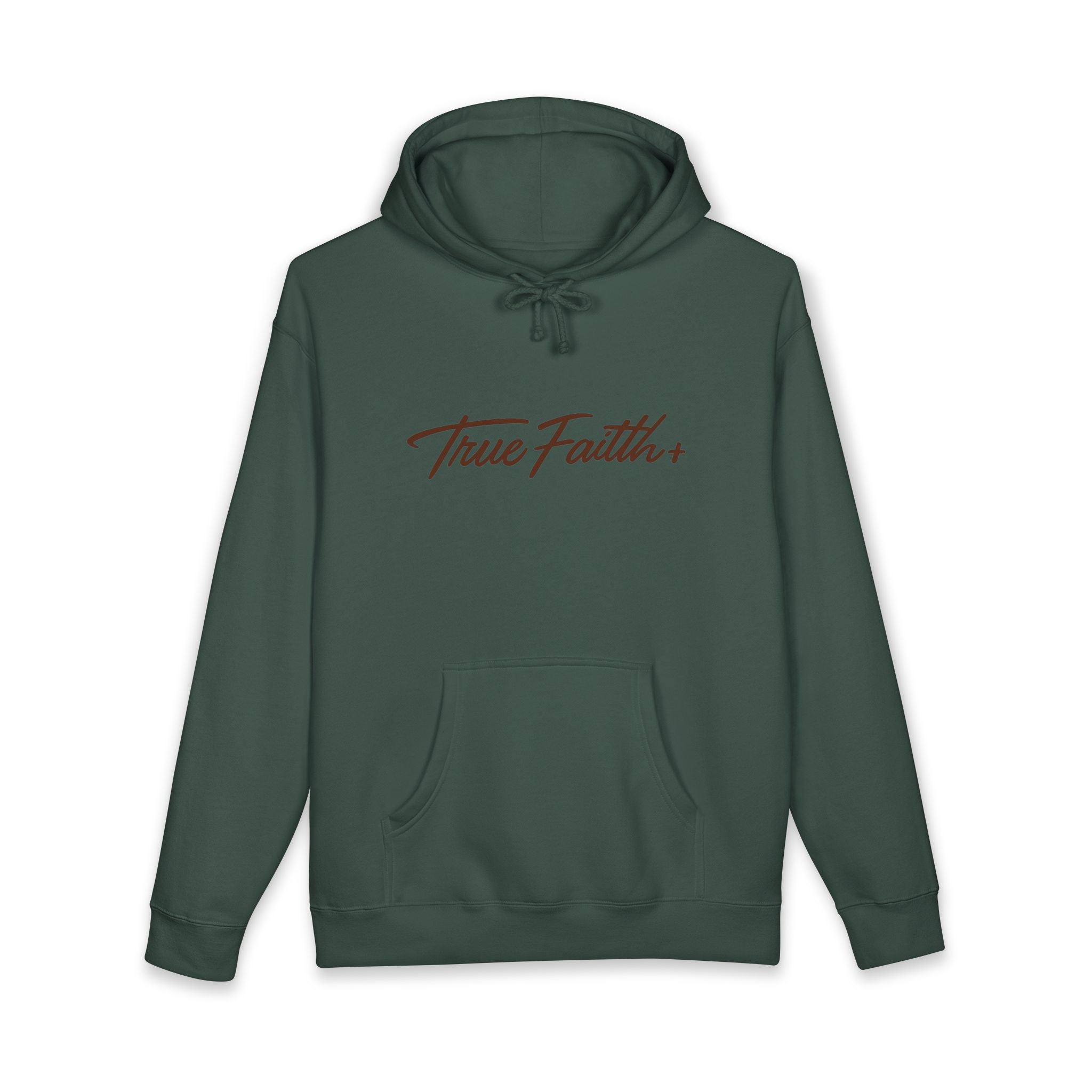 Faith Moves Mountain Hoodie — "True Faith" Script Front, Bold Back Graphic